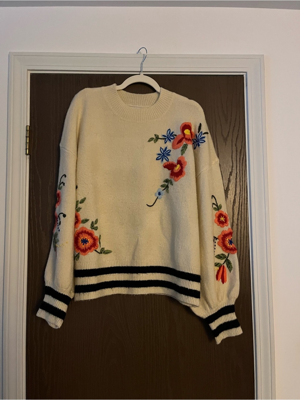 Anthropologie Harlyn Gardenstripe Embroidered Pullover size Large - Picture 11 of 13